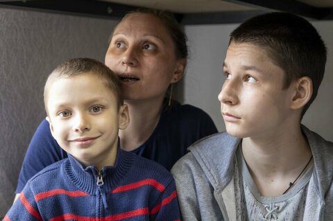 Displaced family in Poltava photo by Reem Nada
