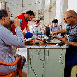 Men providing technical support